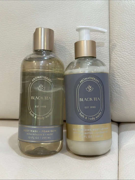 Bath and Body Works Black Tea Body Wash and Lotion Bundle Full Size
