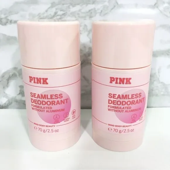 2 VS PINK SEAMLESS DEODORANT WITH ALOE WITH OUT ALUMINUM‎ CUCUMBER SCENT NWT