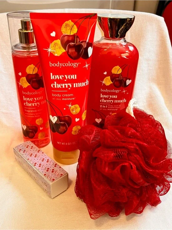 Bodycology Love You Cherry Much Red Body Cream & Wash Bundle