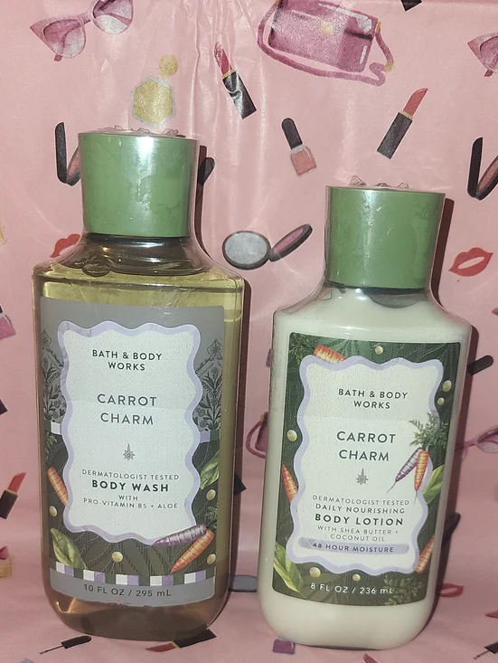 Bath & Body Works Carrot Charm 2 Pc. Set Body Wash & Body Lotion NEW Sealed FS