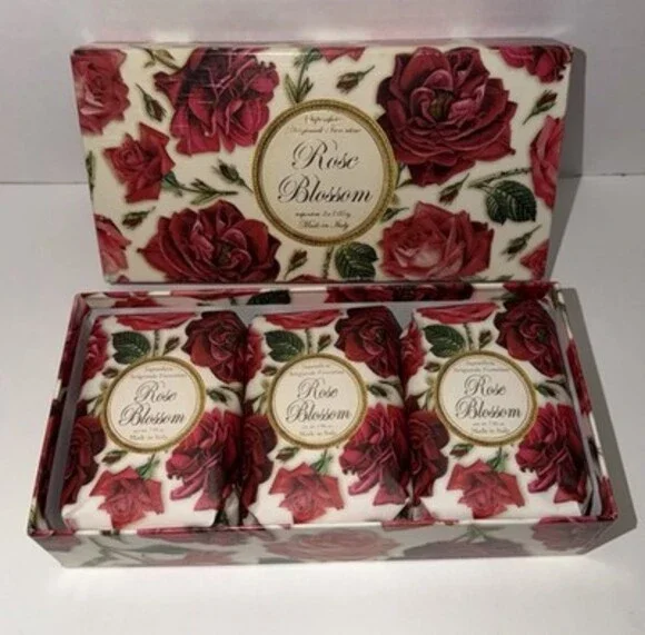 SAPONIFICIO ARTIGIANALE FIORENTINO *ROSE BLOSSOM *3 x 7.05 ozHandmade TuscanSoap