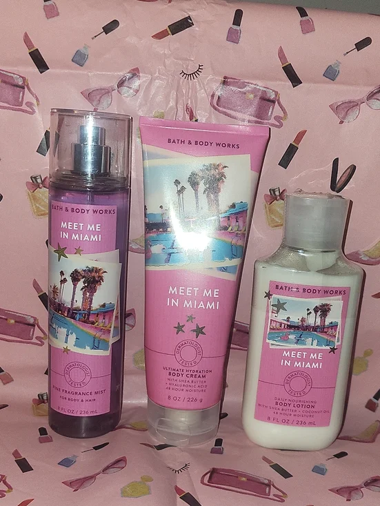 Bath & Body Works 3 Pc. Meet Me In Miami Set Mist/Body Cream & Lotion NEW FS