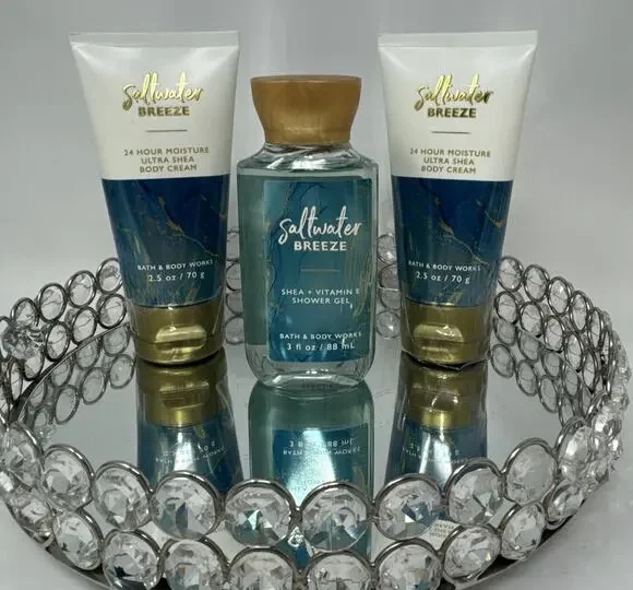 Bath & Body Works Saltwater Breeze Mini Travel Set Body Cream Shower Gel NWT
