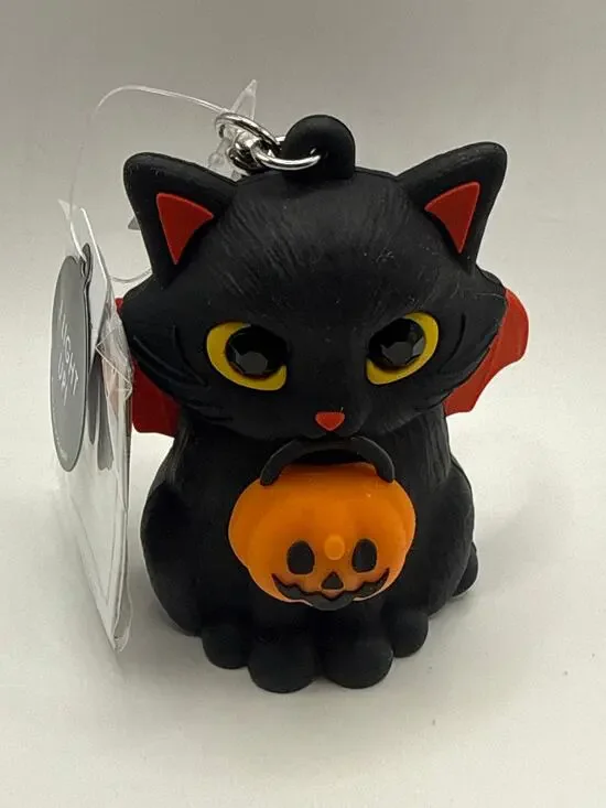 Bath & Body Works Light Up Black Cat Pocketbac Holder w/ Bat Wings & Pumpkin