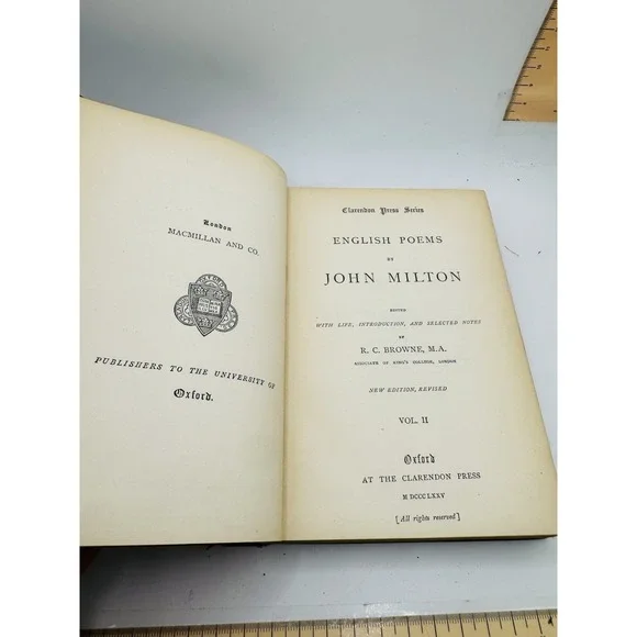 English Poems by John Milton Volume II Oxford R.C. Browne 1875