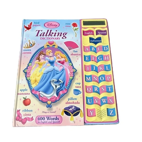 Disney Talking Dictionary English Spanish Buttons Hard to Find Rare Belle