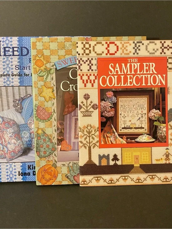 Vintage Cross Stitch & Needlepoint Book Bundle - 3 Book Lot
