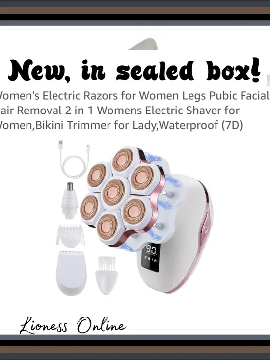 Women's Wet/Dry 7-Head Electric Shaver & Bikini Trimmer - White & Pink NIB*FGWP!