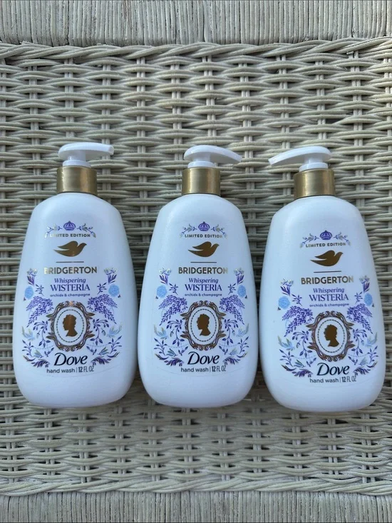 Dove Bridgerton Limited Edition Whispering Wisteria Hand Wash Set of 3 with pump