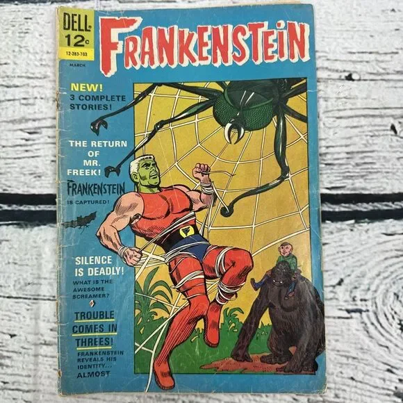 Frankenstein #4 1962 Return of Mr. Freek! Last Issue! Comic Book Dell ‎ UNGRADED