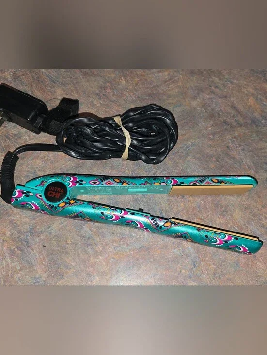 Ultra CHI Teal Paisley 1 Inch Flat Iron