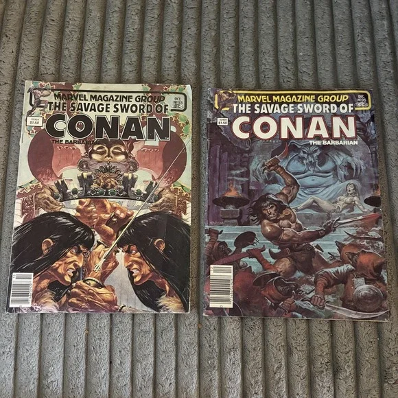 Savage Sword Of Conan Marvel Comics Lot 2 #93 #95 1983 Bronze Age Magazine B&W