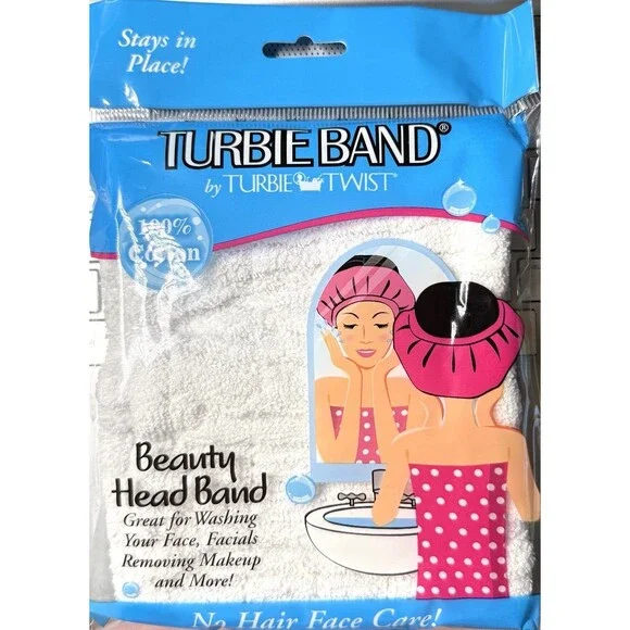 Turbie Band by Turbie Twist Cotton Beauty Head Band - White - One Size Fits