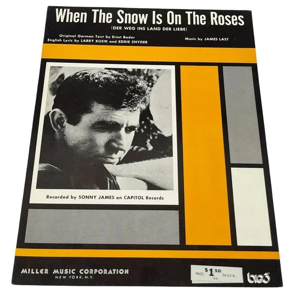 Sonny James When The Snow Is On The Roses Vintage 1967 Sheet Music James Last