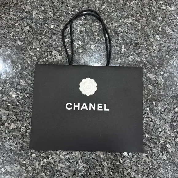 Chanel Gift Bag Classic Flower Black Paper Empty Bag 17” x 13 “