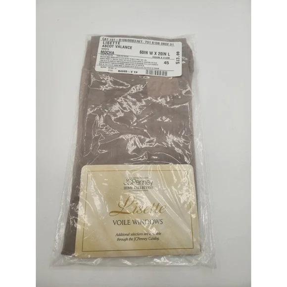 JCPenney Set of 5 Lisette Ascot Valance Mocha Voile Sheer Window Curtain 60x20
