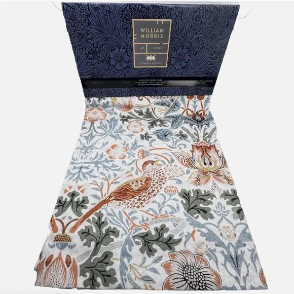 William Morris Strawberry Thief Saffron 2 Panel Curtains 38