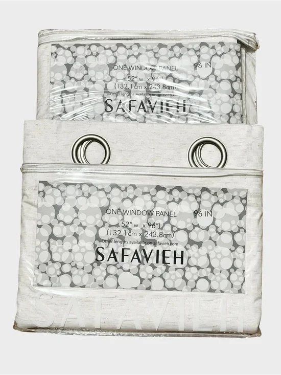 Two Safavieh Ivory Textured Silver Grommet Blackout Window Panels