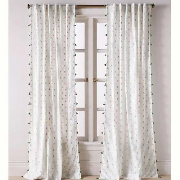 Anthropologie Nera Woven Tasseled Curtain one panel