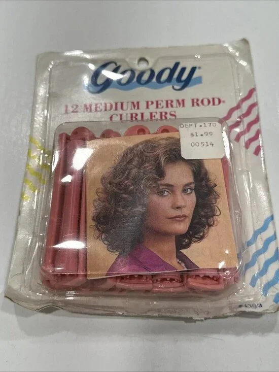 1991 Goody 12 Pink Perm-Rod Medium Curlers Curly Look New HG5