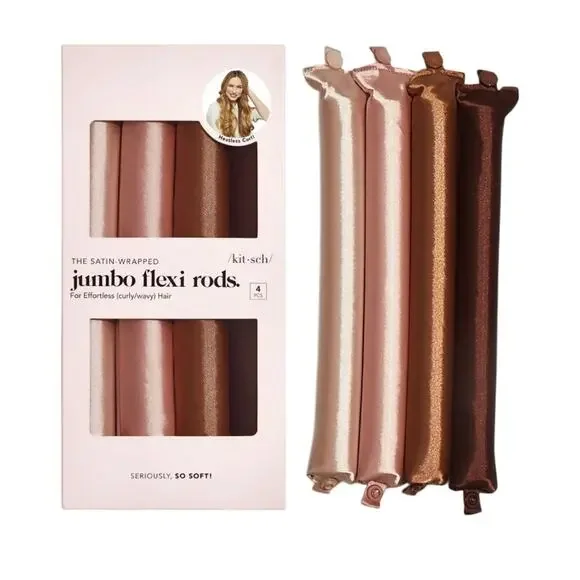 Kitsch Satin Jumbo Flexi Rods Hair Rollers in Rosewood