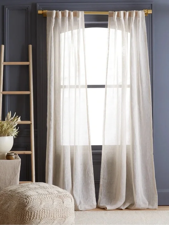 NWT QUINCE Set Of 4 48x84 European Linen Sheer Curtains Flax 9807