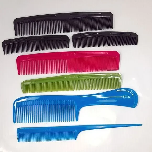 Scunci Hair Combs SET 7 Detangling tail pocket Hair Care Plastic pink blue green