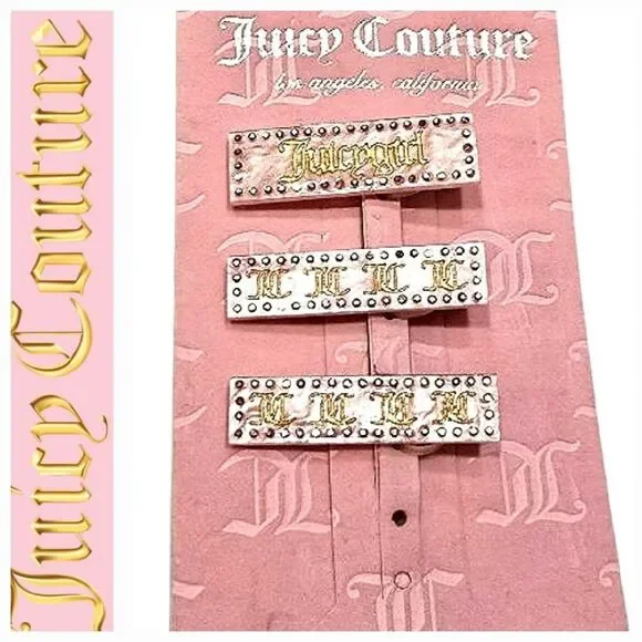 Juicy Couture 3-PC Logo‎ Rhinestone Clip Barrett Set
