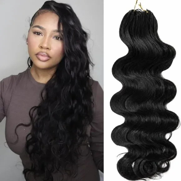 Body Wave Crochet Human Remy Hair Natural Black 20