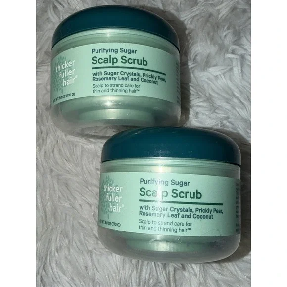 Thicker Fuller Hair Purifying Sugar Scalp Scrub Vegan Thinning Hair‎ 6 Oz