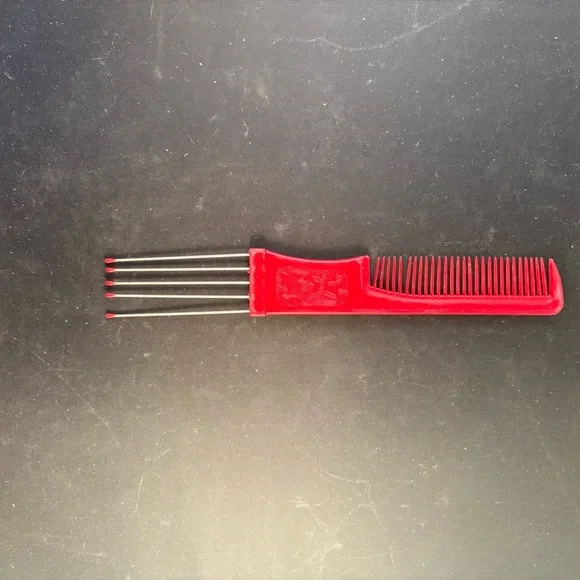 Vtg Goody #3 Metal Hair Pick Plastic Comb Combo Red Tease Lift‎ Purse Made USA