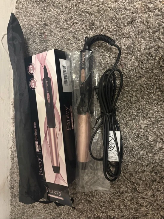 Farery Rose Gold Mini Curling Iron with Travel Pouch