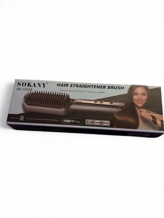 Sokany Black Hair Straightener Brush - Heated Styling Brush