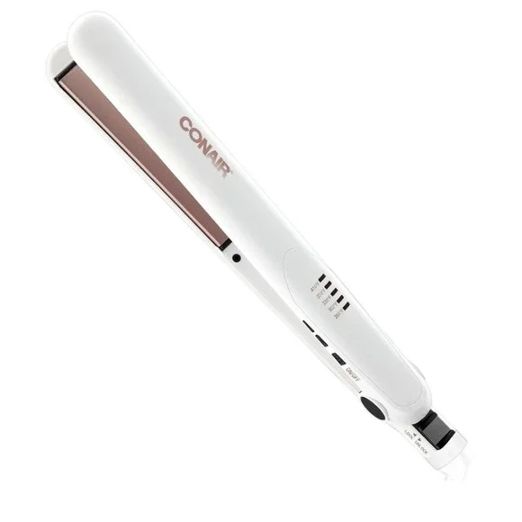 Conair Double Ceramic 1 inch Flat Iron White Rose Gold CS221‎ 5 Heat Settings