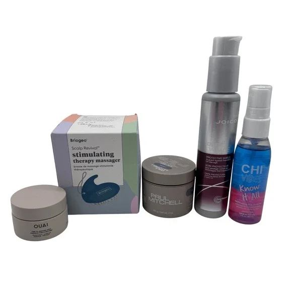 Briogeo Paul Mitchell Ouai Joico CHI 5pc Hair Care Set Scalp Massager Lot Bundle