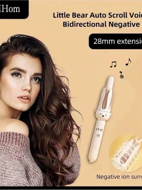 Cute White Bear Hair Curler - 28mm Automatic Curling Wand