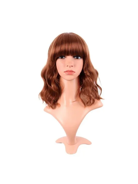 Women Ginger Orange 14 Inch Fresh Bright Synthetic Ordinary Short Wavy Curly Wig