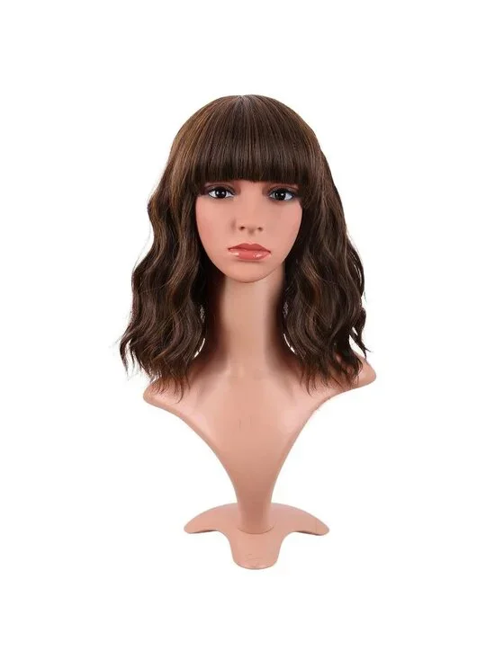 Women's Brown 14 Inch Fresh Bright Synthetic Ordinary Short Wavy Curly Wigs