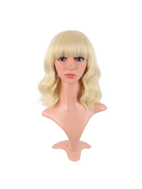 Women Mixed Blonde 14 Inch Fresh Bright Synthetic Ordinary Short Wavy Curly Wigs