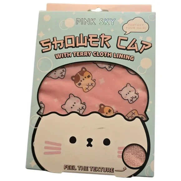 🏷️NWT  -  PINK SKY Shower Cap with Cats  -  NWT🏷️