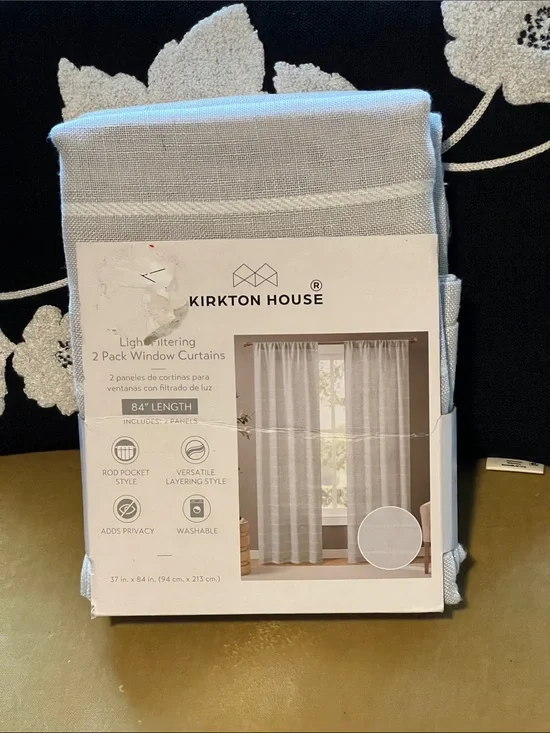 New in box Kirkton House  Light filtering 2 Pack Window Curtains 84”
