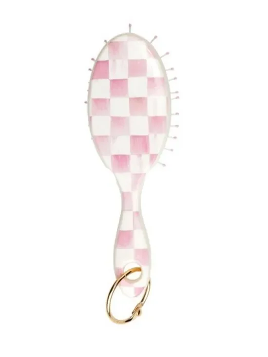 Wet brush x Mackenzie-Childs Keychain Detangler Brush White Pink Rosy Check