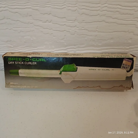1970's Vtg Spee-d-Curl Dry Stick Curling Iron Barrel NEW Kmart MODEL NO.06-27-00