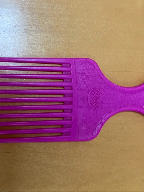 Vintage Goody Hair Pick 6.5” Bright Pink Croc Texture Plastic
