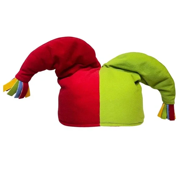 Jester Hat One Size Red Green‎ Two Tone Tassel Costume Party Costume Clown Hat