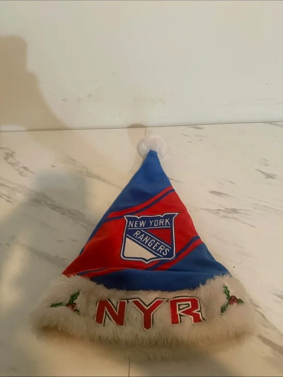 Forever Collectibles New York Rangers Blue and Red Holiday Santa Hat