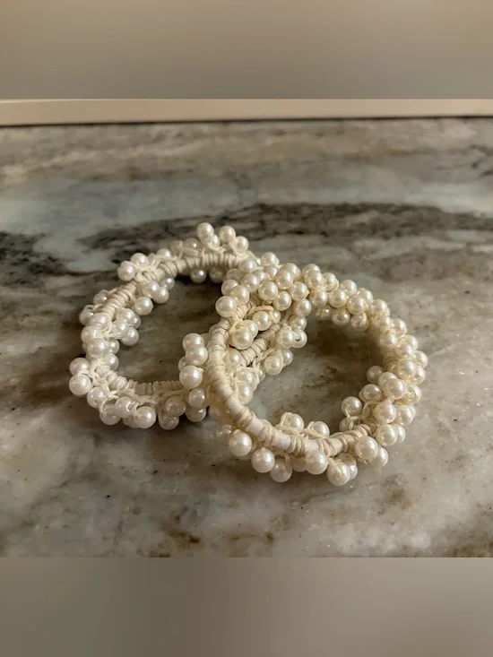 Pearl hair ties (two)