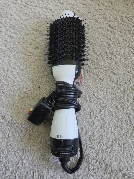 White and Black Hot Air Round Brush Hair Styler