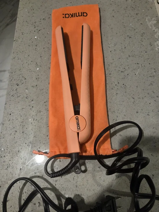amika Mini Flat Iron in Peach-Orange