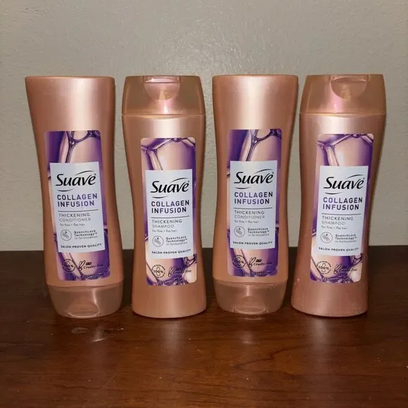 LOT (4) SUAVE COLLAGEN INFUSION CONDITIONER THICKENING FINE FLAT HAIR 12.6 FL OZ